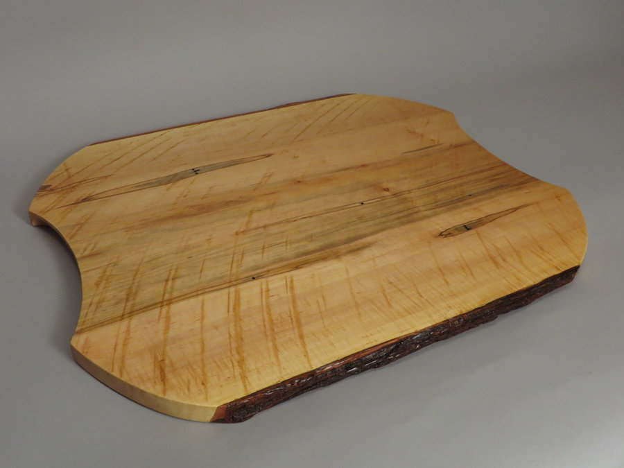 #15038 Hand-Carved Serving Tray. Reclaimed Ambrosia Maple