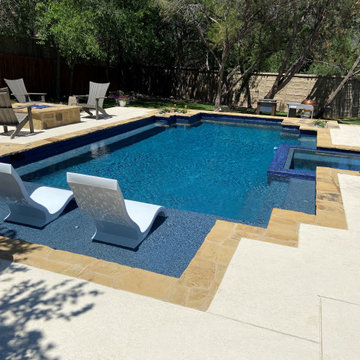 Backyard Paradise Geometric Pool and Flush Spa