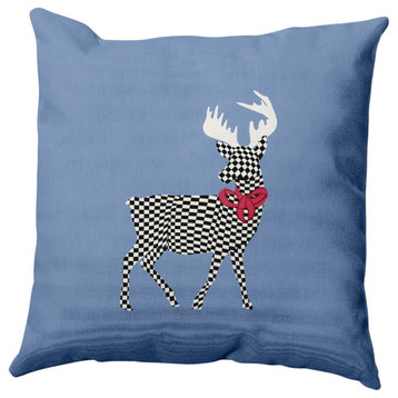 Merry Deer Decorative Throw Pillow, Blue, 18"x18"