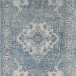 Rugs America - Rugs America Milford MD50B Transitional Vintage Silver Estate Area Rug 8'x10' - Evoking traditional carpet designs, our Silver Estate area rug features a central medallion motif enhanced with botanical flourishes blooming and vining its throughout the piece. The playful juxtaposition between negative space and intricate pattern creates an elegant yet eye-catching statement rug, flawlessly complemented with a rather muted color palette of smoky grays, lights blues, and a hint of taupe. This rug's ultra-plush material feels so soft underfoot and its durability stands up to traffic in even the busiest of rooms.Features