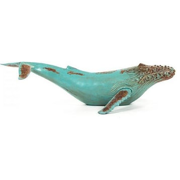 Sculpture Humpback Whale Celadon Green Poly Resin