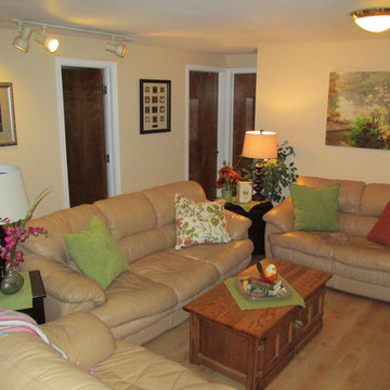 Basement Family Room transformed from chaotic to relaxing