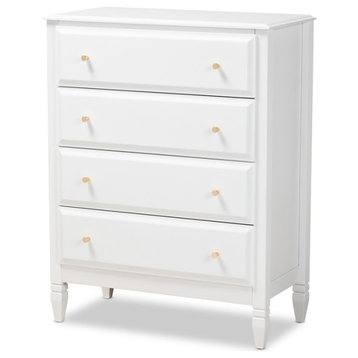 Baxton Studio Naomi White Finished Wood 4-Drawer Bedroom Chest