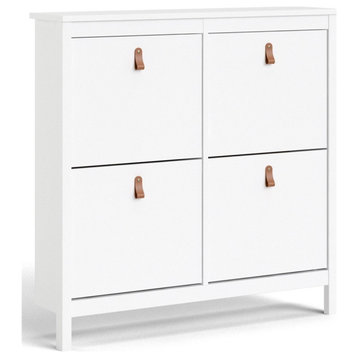 Pemberly Row 4-Drawer Modern Engineered Wood Shoe Cabinet in White