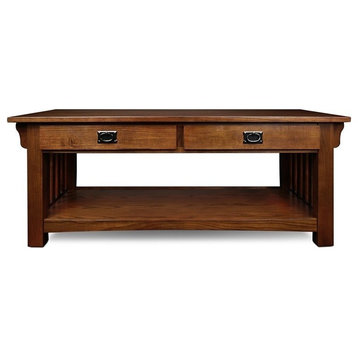 Leick Furniture Wood Mission Coffee Table in Brown Medium Oak