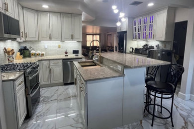 Example of a trendy kitchen design in New York