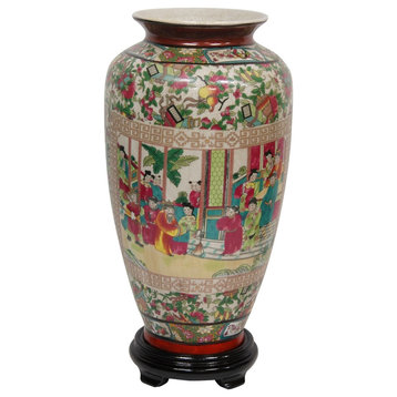 14" Rose Medallion Porcelain Tung Chi Vase