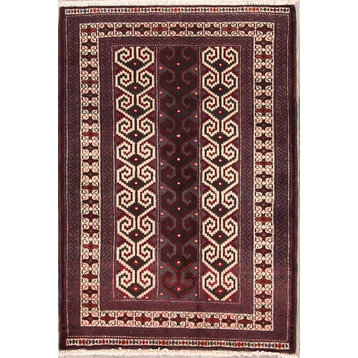 Oriental Turkoman Bokhara Persian Style Hand-Knotted Area Rug 3'10"x2'8"