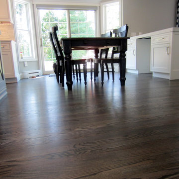 NESCONSET:  RED OAK REFINISHED WITH DRIFTWOOD STAIN + 3 COATS TRAFFIC HD SATIN