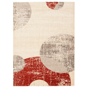 eCarpetGallery Modern Abstract Area Rug Ivory/Red 7'10" x 10'2"
