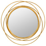 Aspire Home Accents - Mia Round Wall Mirror - With its lovely round shape and gold finish, this mirror is an enchanting sight to behold in any space. The curves accenting the mirror glass are crafted from metal and let it blend with many decor styles. Hang it on your bedroom wall, living room, or bathroom easily in minutes.