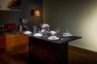 Black Shell Marble Top with Dove Grey Natural Marble Legs - Grande Sei