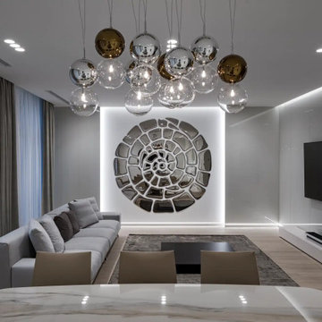Mirror Spiral Wall Decor Composition for Modern Living Room