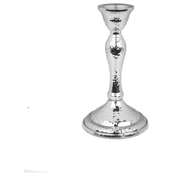Classic Touch Nickel Candlestick, 6.5"H