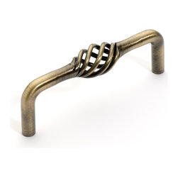 Dynasty Hardware - Birdcage 3-3/4" Cabinet Pull, Antique Brass - Cabinet And Drawer Handle Pulls
