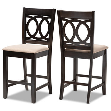 Lenoir Sand Espresso Browned Wood Counter Height Pub Chair Set of 2