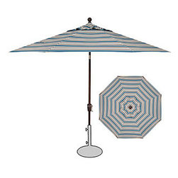 Treasure Garden 9' Crank Tilt Umbrella- Breaker Surf Stripe - Outdoor Umbrellas