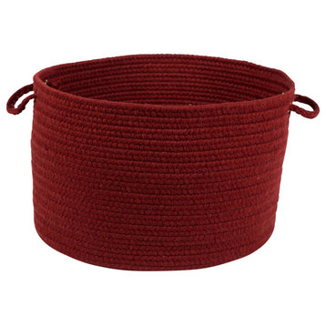 Rhody Rug Wool Solid Basket, Barn Red, 18"X12"