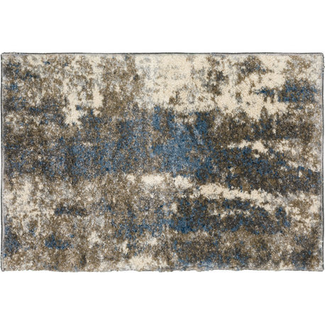 Addison Barkley Distressed Gray Abstract 1'8"x2'6" Accent Rug