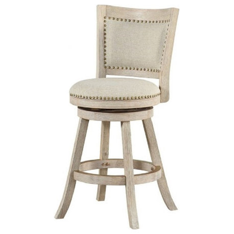 Boraam Wood Melrose Swivel Counter Stool Ivory Wire-Brush Finish