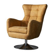 Bristol Swivel Armchair With Saddle Tan Leather Upholstery