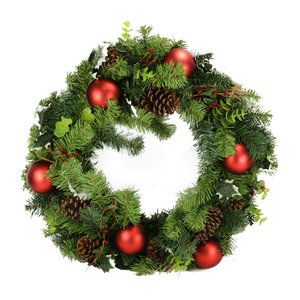 ALEKO CHDW17RD Decorative Holiday Christmas Wreath Green and Red