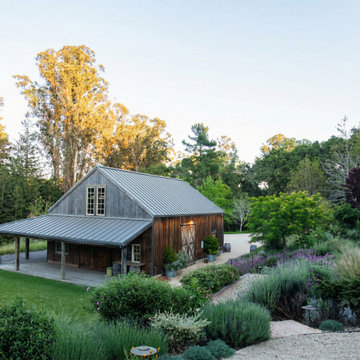 Garden overlook with pavilion on a Northern California mountainside