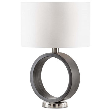 Tracey Ring Table Lamp - 24″, Charcoal Gray, Brushed Nickel, On/Off Switch