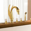 BathSelect Pisa Gold 5 Piece Deck Mount Widespread Handles Swan Bathtub Faucet