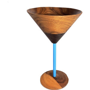 David Rasmussen Design Dark Walnut Wooden WUD Wine Glass with Green Stem