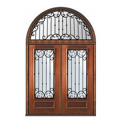 Prehung Transom Double Door 80 Mahogany Valencia 3/4 Lite - Front Doors