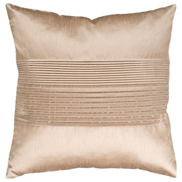 Solid Pleated by Surya Pillow Cover, Khaki, 18' x 18'