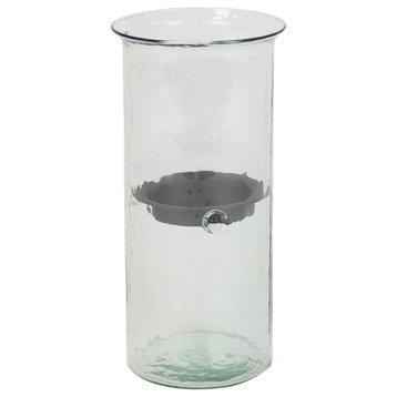 Classic Large 12" Tall Glass Hurricane Rustic Pillar Candle Holder Textured