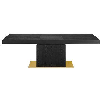 Evens 71"-94" Extendable Dining Table With Gold Base, Black