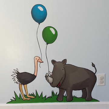 Animal Party Nursery Mural