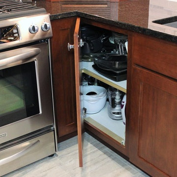 Davenport- Kitchen Remodel pairs Neutral Grays with Rich Cherry Cabinets