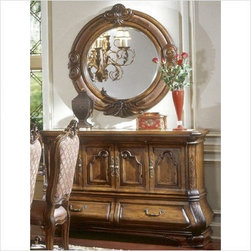 AICO Furniture - Tuscano Sideboard and Mirror Set in Biscotti - 34007/34067 - Bedroom Products