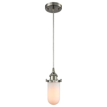 1-Light Dimmable LED Kingsbury 6" Pendant, Brushed Satin Nickel, Glass: White