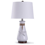 Stylecraft - Serenity Seaside Ceramic Table Lamp With Starfish and Rope Detail, White - The Starfish table lamp brings coastal style and attractive accents to offices, dining rooms and foyers. Made of polyresin and ceramic, the lamp features a beautiful white finish and a charming starfish pendant that attaches to a small rope tie. The soft shade consists of rayon and polyester, neatly accenting the frame.