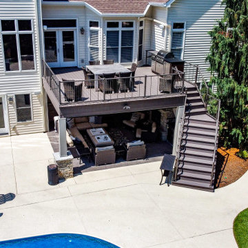 Pool Side Deck, Under-Deck Living Space and Firepit Patio