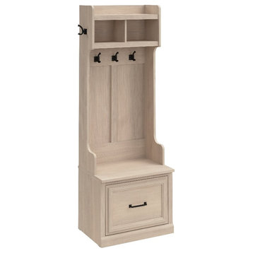 Woodland 24W Hall Tree & Shoe Bench w/ Drawer in White Maple - Engineered Wood