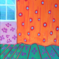Interior with a curtain, 12 x 8 in, sold - Paintings
