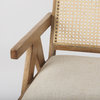 Donna Beige Fabric Seat w/ Light Brown Solid Wood & Cane Accent Chair