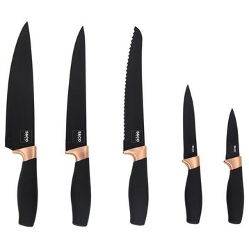 Safdie & Co. Knife 6 Piece Set With Acrylic Stand Black Matt