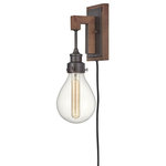 Hinkley - Hinkley 3262IN Denton - One Light Plug-in Wall Sconce - Denton One Light Plug-in Wall Sconce Industrial Iron/Vintage Walnut CleaVintage warmth meets modern minimalism in the Denton collection. Offering a range of refined designs to choose from, Denton integrates industrial finishes with rustic wood accents. An over-scaled classic glass form pairs with T-style lamping to deliver a fresh take on modern-farmhouse style. 15 Years Finish/Lifetime on Electrical Wiring and Components Shade Included: Yes Industrial Iron/Vintage Walnut Finish with Clear GlassVintage warmth meets modern minimalism in the Denton collection. Offering a range of refined designs to choose from, Denton integrates industrial finishes with rustic wood accents. An over-scaled classic glass form pairs with T-style lamping to deliver a fresh take on modern-farmhouse style.   15 Years Finish/Lifetime on Electrical Wiring and Components / Shade Included: Yes.* Number of Bulbs: 1*Wattage: 60W* Bulb Type: Medium Base* Bulb Included: Yes*UL Approved: Yes