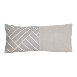 DECORATIVE PILLOWS MIAMI - Diagonal Lumbar Linen Pillow, Gray, 22"x11" - Decorative Pillows