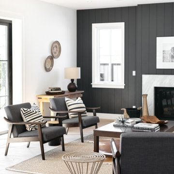 Black Vertical Shiplap Fireplace Wall