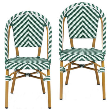 Furniture of America Acti Modern Aluminum Patio Dining Chair in Green (Set of 2)