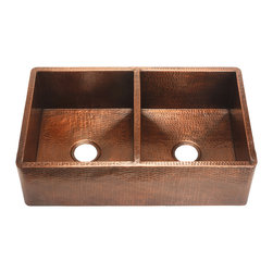 Belle Foret Model BFF2KIT Copper Double Bowl Apron Front Kitchen Sink - Kitchen Sinks