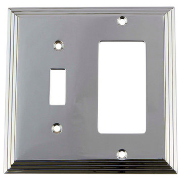 NW Deco Switch Plate With Toggle and Rocker, Bright Chrome